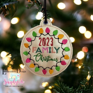Familie Weihnachten Stickmuster Ornamente, ITH Maschinenstickmotive, Stickerei Weihnachtsverzierung Designs, Weihnachtsverzierung