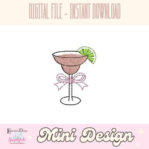 Mini Coquette Margarita Machine Embroidery Design, Small Cocktail Drink Embroidery Files, Mini Coquette Bow Summer Drink Kitchen Embroidery