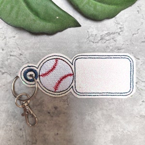 Baseball Stickdatei, ITH Snap Tab Stickdateien, Baseball Taschenanhänger für Kinder und Erwachsene