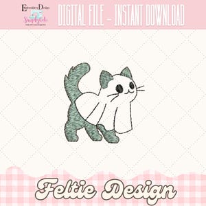 Gruselige Katze Feltie Stickmuster, Halloween Katze Feltie Stickdatei, Katze ITH Felties Stickdatei, Maschinenstickerei