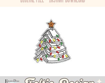 Christmas Book Tree Feltie Embroidery Designs, Christmas Tree Feltie Embroidery File, ITH Feltie Embroidery Design, Feltie for Badge Reel
