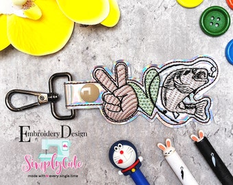 ITH Machine Embroidery Designs / Heart Embroidery Design / Key Fob Embroidery Design / ITH Snap Tab / ITH Key Fob / Pes File