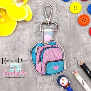 Kids Embroidery Design, Snap Tab Keychain For Machine Embroidery, Key Fob Design, ITH Embroidery Files