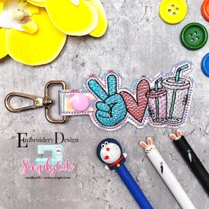 In The Hoop Embroidery Designs | Heart Embroidery Design | ITH Embroidery File | ITH Snap Tab | ITH Key Fob Machine Embroidery Designs