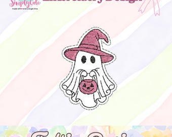Halloween roze spookje vilt borduurmachine bestanden, ITH borduurontwerpen (digitale download)