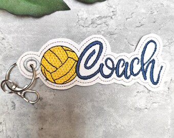 Waterpollo ball Embroidery Design, ITH Snap Tab Embroidery Designs, Coach Water Pollo Bag Tag, Personalized Sports Bag Tag, ITH Key Fob