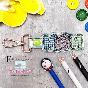 MOM Crochet In The Hoop Snap Tab Machine Embroidery Design, Snap Tab Keychain For Machine Embroidery, Key Fob Design, Stickdatei ITH,Bordado