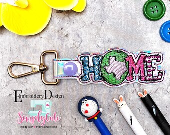 Diseños de bordado a máquina ITH / Diseño de bordado / Diseño de bordado para llavero / Pestaña a presión ITH / Llavero ITH / Archivo Pes