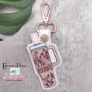 Book Lover Embroidery Designs, ITH Embroidery Designs, Tumbler Book Embroidery Files, ITH Book Snap Tab, In The Hoop Key Fob