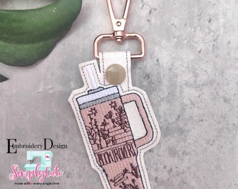 Book Lover Embroidery Designs, ITH Embroidery Designs, Tumbler Book Embroidery Files, ITH Book Snap Tab, In The Hoop Key Fob