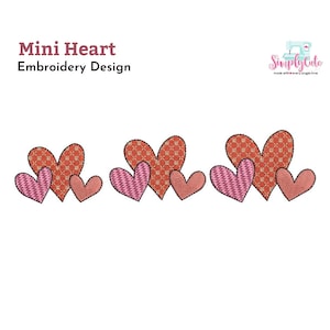 Mini Heart Embroidery Design | Valentine Embroidery Design | Machine Embroidery Heart Design | Heart Embroidery File- 3 Sizes