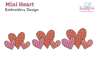 Mini Heart Embroidery Design | Valentine Embroidery Design | Machine Embroidery Heart Design | Heart Embroidery File- 3 Sizes