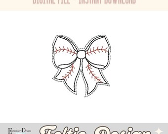 Baseball Coquette Bow Felties Embroidery Designs, Baseball Bow Felties File, ITH Feltie Embroidery Design, Feltie for Badge Reel Hair Ribbon