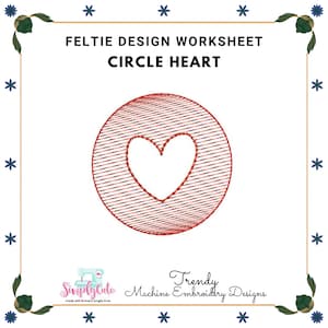 Circle Heart Felties Embroidery Designs ,feltie ITH Machine Embroidery design,ITH Embroidery pattern,InTheHoop feltie design, felties