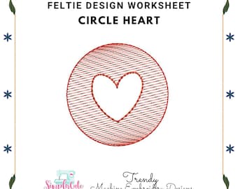 Circle Heart Felties Embroidery Designs ,feltie ITH Machine Embroidery design,ITH Embroidery pattern,InTheHoop feltie design, felties