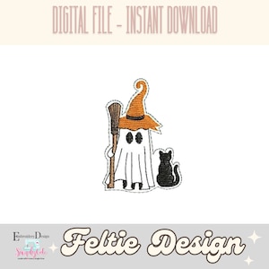 Geister Hexe Felties Stickdatei, Halloween ITH Felties Stickdatei, Halloween Halloween Geist Abzeichen Reel