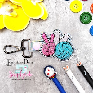 Volleyball In The Hoop Snap Tab Embroidery Design, Snap Tab Keychain For Machine Embroidery, Key Fob Design, ITH keychain