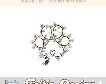Christmas Light Paw Feltie Embroidery Designs, Dog Paw Print Feltie Embroidery File, ITH Feltie Embroidery Design, Cat Feltie for Badge Reel