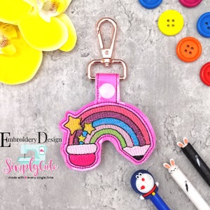 ITH Machine Embroidery Designs, Rainbow Embroidery Design, Key Fob Embroidery Designs, ITH Snap Tab, ITH Key Fob, Embroidery Pes