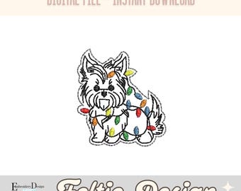 Christmas Dog Feltie Embroidery Designs, Dog Lover Feltie Embroidery File, ITH Feltie Embroidery Design, Feltie for Badge Reel