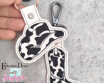 Cowboy Boot Embroidery Design, Machine Embroidery Design Cowboy hat, ITH Snap Tab Embroidery Design, ITH Embroidery Design