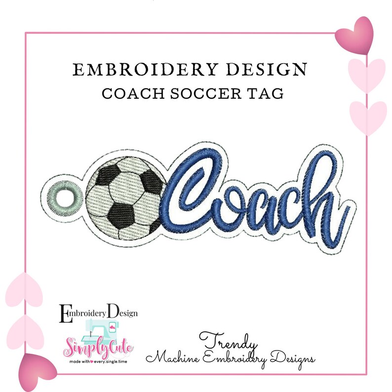 Sports Tag Embroidery Design | ITH Embroidery Files | Coach Soccer Bag ...