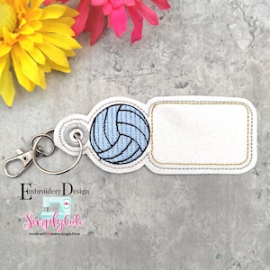 BLANK Key Fob | Sports Tag Embroidery Design | ITH Embroidery Files | Volleyball Bag Tag | Personalized Volleyball Tag | Fit to 4x4 hoop
