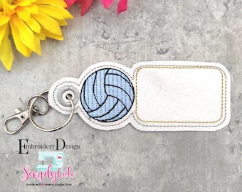 BLANK Key Fob | Sports Tag Embroidery Design | ITH Embroidery Files | Volleyball Bag Tag | Personalized Volleyball Tag | Fit to 4x4 hoop