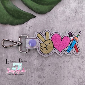 Phlebotomy Embroidery Designs, Peace Love Key Fob Embroidery Designs, ITH Snap Tab Embroidery Design, Machine Embroidery Nurse Designs