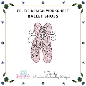 Ballet girl shoes Felties Embroidery Designs ,feltie ITH Machine Embroidery design,ITH Embroidery pattern,InTheHoop feltie design, felties