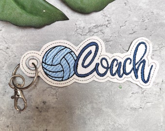 Sports Tag Embroidery Design | ITH Embroidery Files | Coach Volleyball Bag Tag | Personalized Tag | ITH Snap Tab | Fit to 4x4 hoop