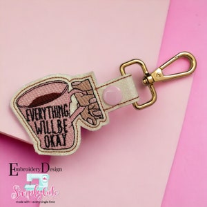 ITH Embroidery Designs, ITH Machine Embroidery Designs, Mental Health Keychain Embroidery Designs, ITH Snap Tab, In The Hoop Key Fob