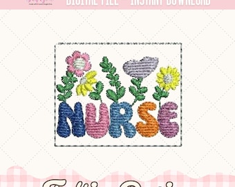 Diseños de bordado de fieltro para enfermeras, archivo de bordado de fieltro para enfermeras médicas, diseño de bordado a máquina ITH, clip de planificador de flores