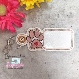 BLANK Key Fob | Tag Embroidery Design | ITH Embroidery Files | Paw Bag Tag | Personalized Paw Tag | Fit to 4x4 hoop
