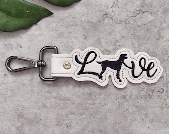 Dalmation Dog Embroidery Design, ITH Snap Tab Embroidery Designs, Dog Embroidery File, Dog Lover Key Fob