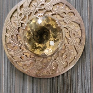 Scottish silver and citrine pin brooch