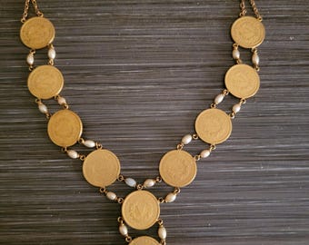 A 10 coin 1883 gold plated nickel "Josh racketeer " necklace