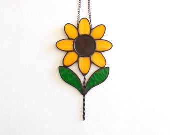 Sunflower Stained Glass Suncatcher | Black Eyed Susan | Farm House | Birthday| Teacher Gift | House Warming | Anniversary