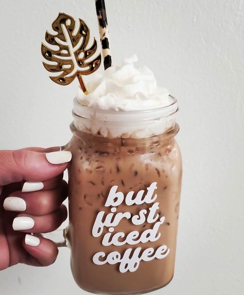 Iced Coffee Mason Jar Mug Glass Iced Coffee Mug but Etsy
