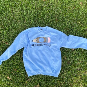 Wild About Teaching Monogram Sweatshirt, Wild About Teaching, Monogram Sweatshirt, Gildan, Leopard Teacher Sweatshirt, Teacher Sweatshirt