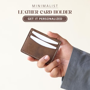 Porte-cartes personnalisé en cuir pour hommes, portefeuille minimaliste personnalisé, mince, unisexe, porte-cartes de crédit, idée cadeau de remise des diplômes pour hommes d'honneur, célébrant