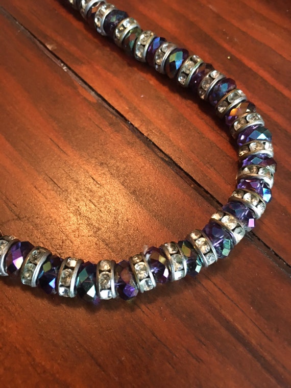 Necklace zirconia + Murano beads 70s wholly hand-m