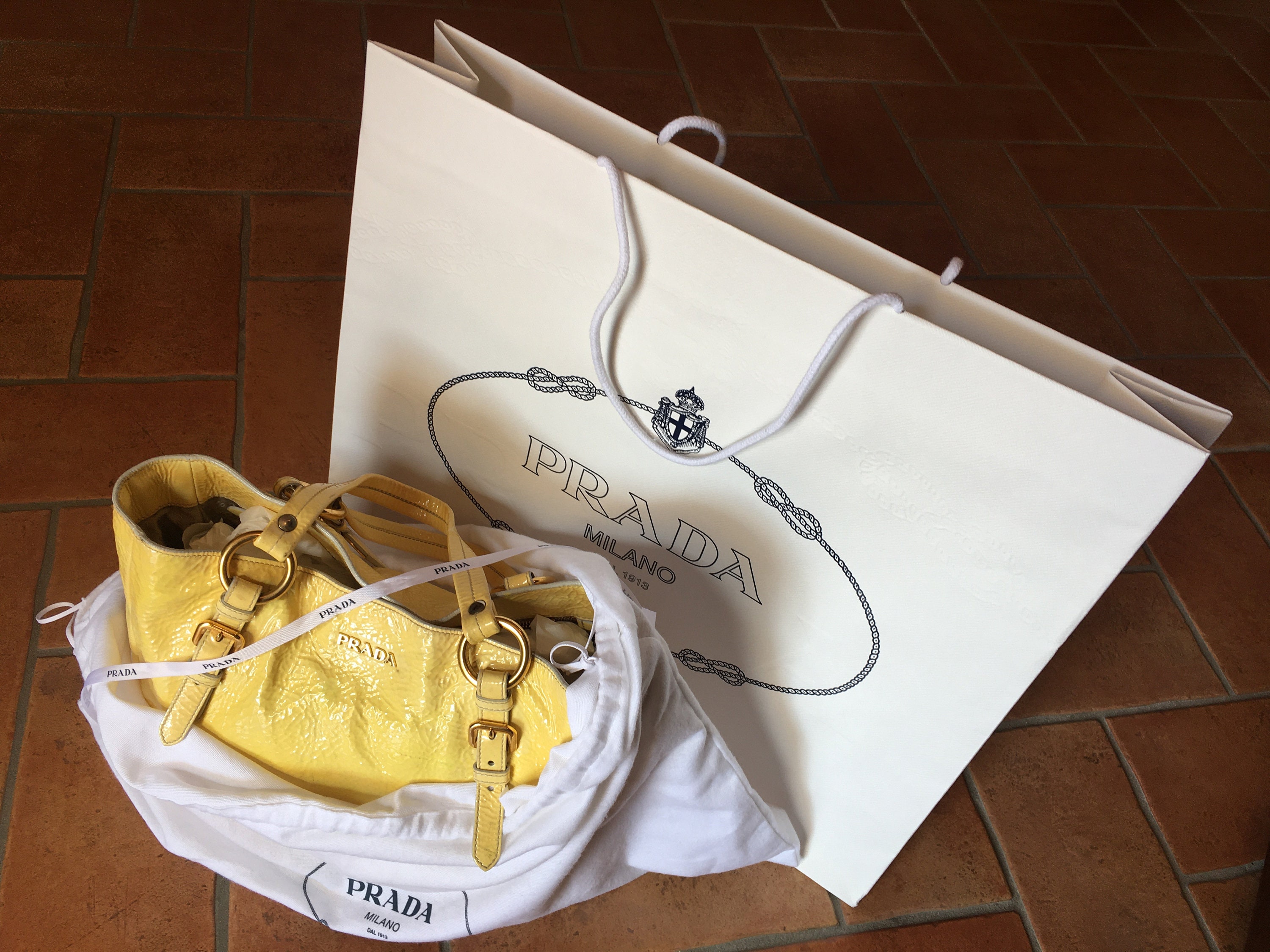 Prada Yellow Leather Mini Bag at 1stDibs  prada yellow bag, prada yellow  handbag, mini yellow prada bag