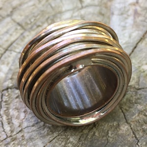Ring unique piece solid steel and copper wholly hand-made!