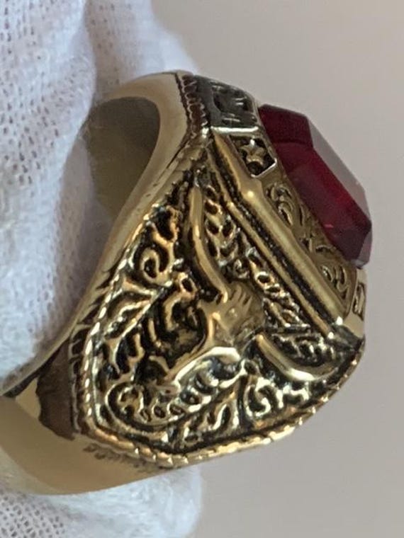 Ring + 9-ct lab ruby - Stunning Heavy Solid Stain… - image 8