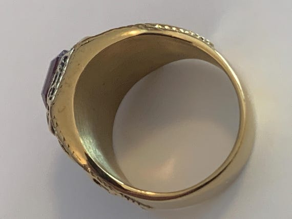 Ring + 9-ct lab ruby - Stunning Heavy Solid Stain… - image 6