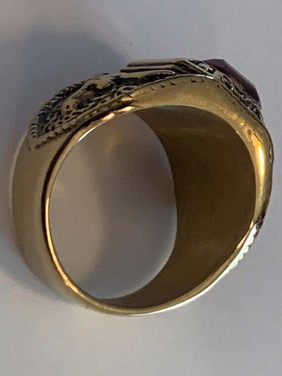 Ring + 9-ct lab ruby - Stunning Heavy Solid Stain… - image 5