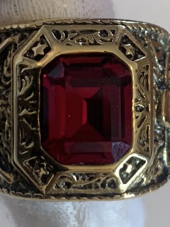 Ring + 9-ct lab ruby - Stunning Heavy Solid Stain… - image 10