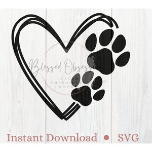Coeur avec empreinte de pattes Svg, empreinte de patte avec coeur, Svg empreinte de patte, patte de chien avec coeur Svg, empreinte de patte de chien Svg, coeur avec empreinte de patte de chien Svg