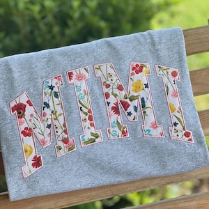 MIMI shirt,Mimi appliqued shirt,Mimi embroidered shirt, Mimi shirt,Gigi, Mama, gift for Mimi, Mimi personalized shirt,Mother&#39;s Day Gift